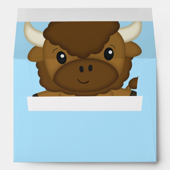 Enveloppe Bison Buffalo Baby shower Bleu (Dos (Bas))