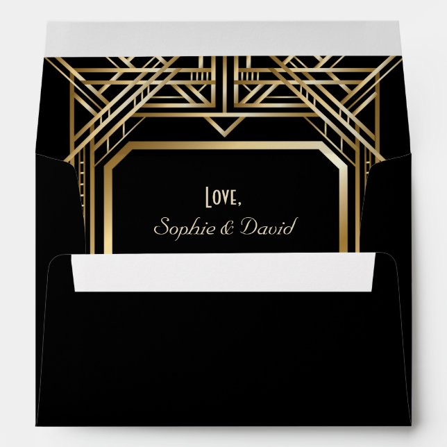 Enveloppe Black and Gold Great Gatsby Adresse de retour (Dos (Bas))