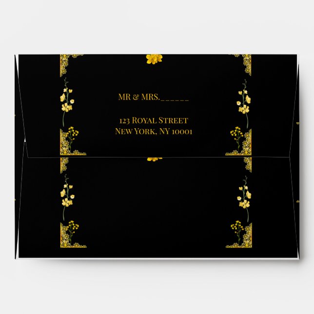 Enveloppe Black and Gold Wedding Envelope Template  (Dos (Haut rabat))