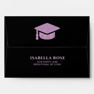 Enveloppe Black and Pink Modern Graduation Return Adresse
