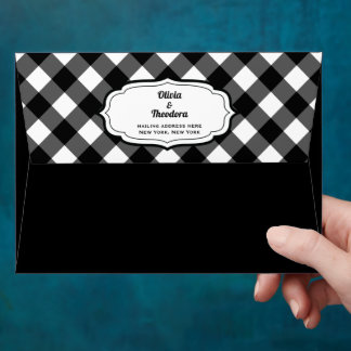 Enveloppe Black and White Gingham Wedding Envelope
