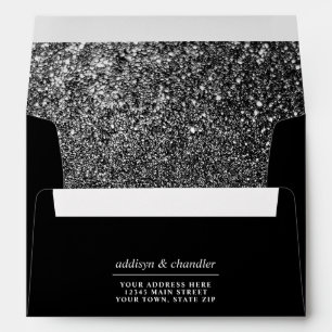 Enveloppe Black and White Glam Chic Moderne Parties scintill