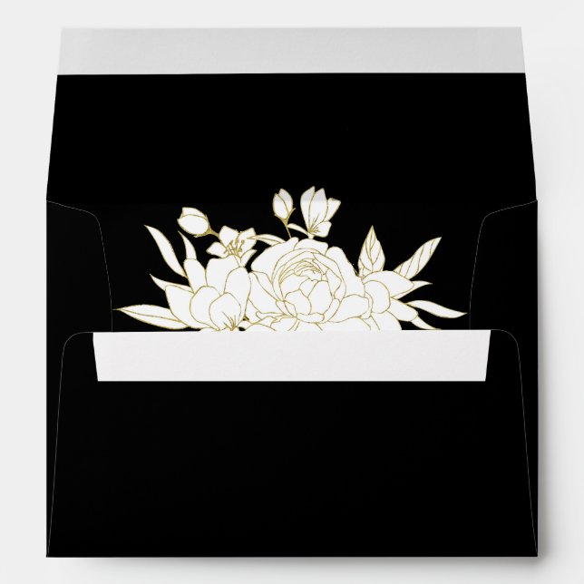 Enveloppe Black Elegant Bold Or White Floral Adresse (Dos (Bas))