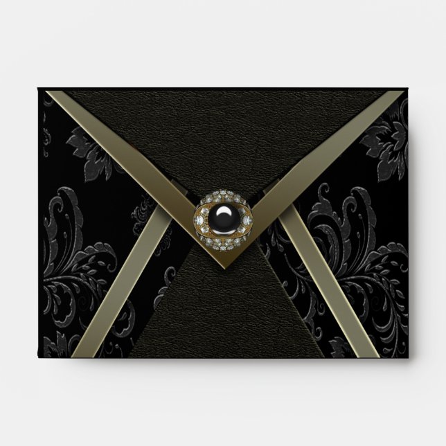 Enveloppe Black Gold Damask Invitation (Devant)