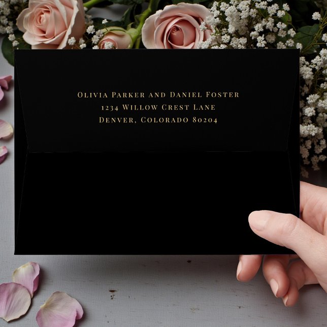 Enveloppe Black Gold Return Address Wedding Envelope (Créateur téléchargé)
