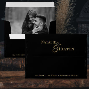 Enveloppe Black Gold Victorian Custom Wedding Invitation