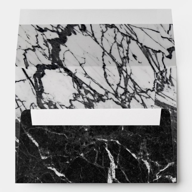 Enveloppe Black & Marbre blanc Modern Glam Soirée tendance (Dos (Bas))