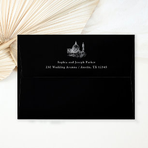 Enveloppe Black Mariage italien classique illustré