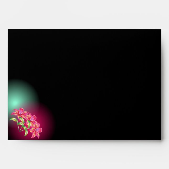Enveloppe Black Neon rose Lys fête d'anniversaire (Devant)