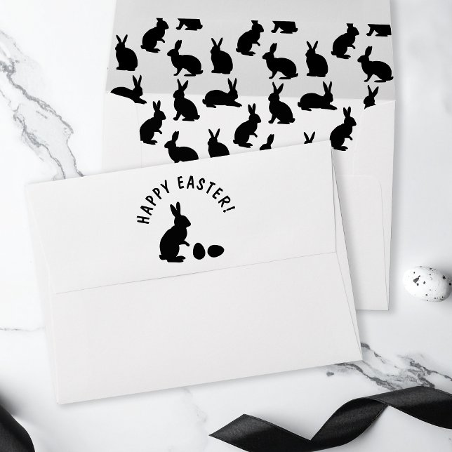 Enveloppe Black Rabbit Silhouette And Pattern Happy Easter (Créateur téléchargé)
