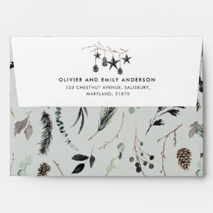 Enveloppe Black sage vert moderne scandi élégant écriture en