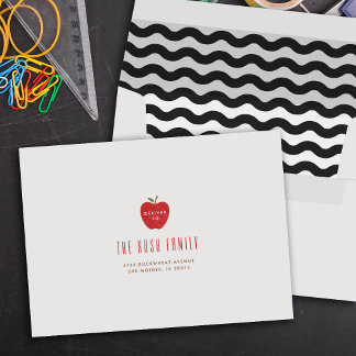 Enveloppe Black Wavy Apple Self-Addressed Graduation 