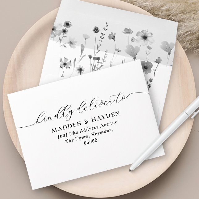 Enveloppe Black & White Adresse de retour Mariage RSVP (Créateur téléchargé)