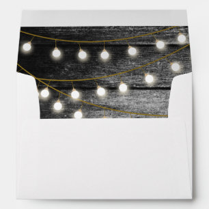 Enveloppe Black Wood Gold Lights 5x7 Faire-part de mariage