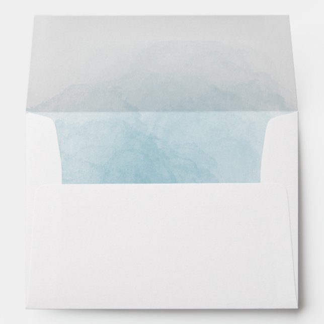 Enveloppe Blanc avec aquarelle bleue (Dos (Bas))