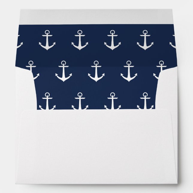 Enveloppe Blanc avec l'Ancre nautique rayée (Dos (Bas))