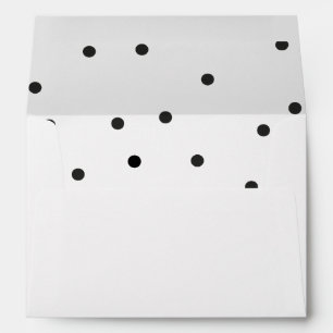 Enveloppe Blanc avec points Confetti noirs et adresse de ret