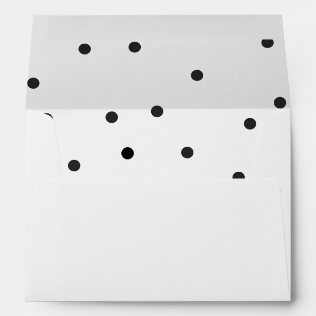 Enveloppe Blanc avec points Confetti noirs et adresse de ret (Dos (Bas))