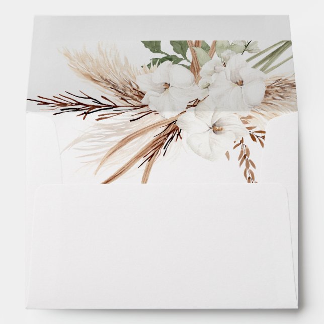 Enveloppe Blanc Boho Floral Faire-part de mariage moderne (Dos (Bas))