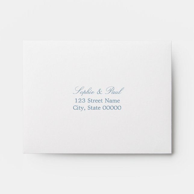 Enveloppe Blanc Dusty Blue Linked Auto-Adressé RSVP (Devant)