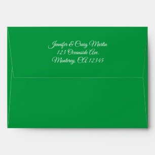 Enveloppe Blanc Élégant Calligraphie Moderne Vert Kelly