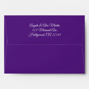 Enveloppe Blanc Élégant Moderne Calligraphie Royal Purple