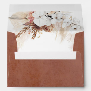 Enveloppe Blanc et Terracotta Floral Élégant Botanique