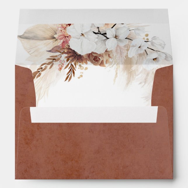 Enveloppe Blanc et Terracotta Floral Élégant Botanique (Dos (Bas))