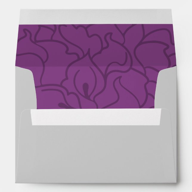 Enveloppe Blanc et violet Calla Lily Mariage Adresse de reto (Dos (Bas))