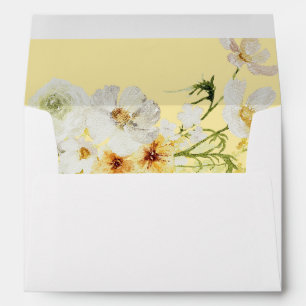 Enveloppe Blanc & Fleurs Jaunes 2 - Jaune