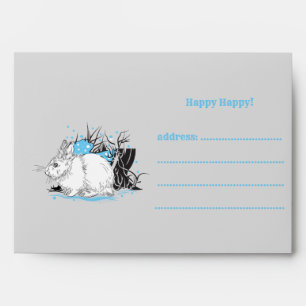 Enveloppe blanc noël lapin lièvre