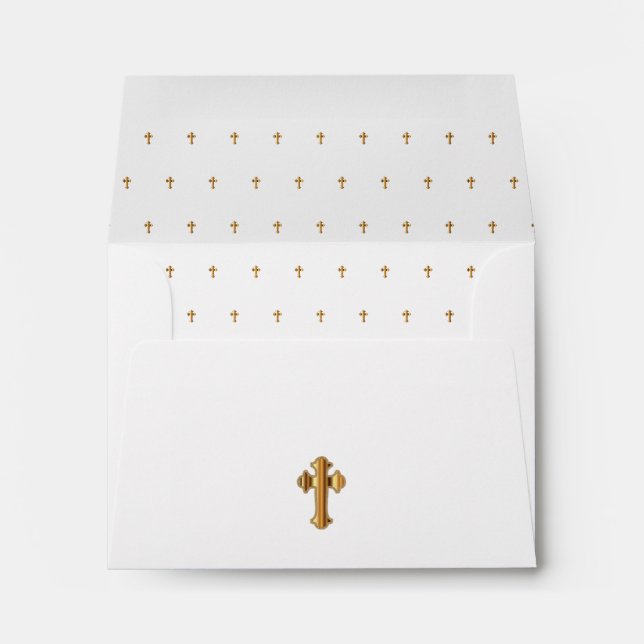 Enveloppe Blanc religieux avec des croix d'or (Dos (Bas))