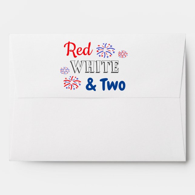 Enveloppe Blanc rouge et deux 2e anniversaire (Dos (Haut rabat))