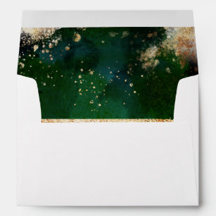Enveloppe Blanc Vert or Rustique Floral Faire-part de mariag