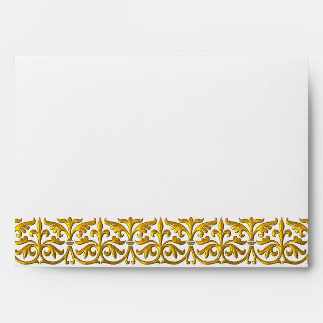 Enveloppe blanche à dentelle dorée (Devant)