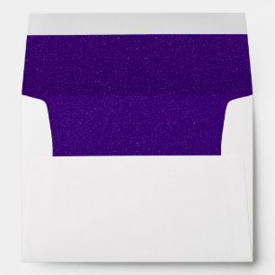 Enveloppe blanche avec intérieur pailleté violet (