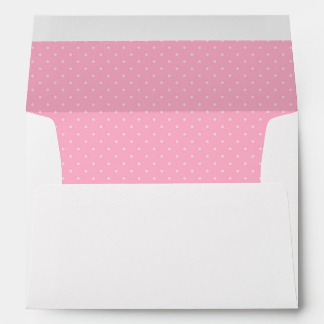 Enveloppe blanche avec Motif de point Polka rose (Dos (Bas))