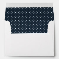 Enveloppe blanche avec Motif Polka bleu et blanc