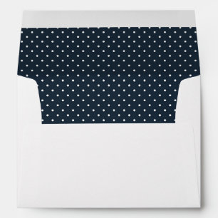 Enveloppe blanche avec Motif Polka bleu et blanc