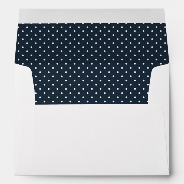 Enveloppe blanche avec Motif Polka bleu et blanc (Dos (Bas))