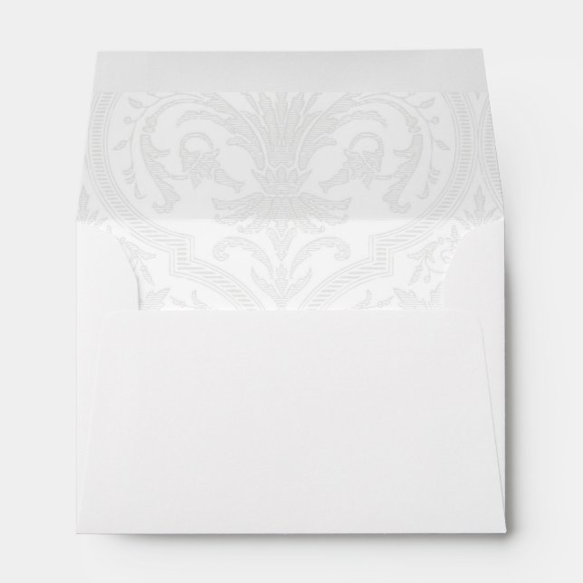 Enveloppe blanche de mariage damassé (Dos (Bas))