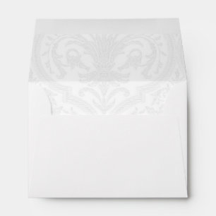 Enveloppe blanche de mariage damassé