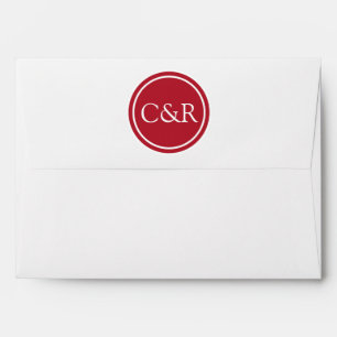 Enveloppe blanche de monogramme, rouge rayé