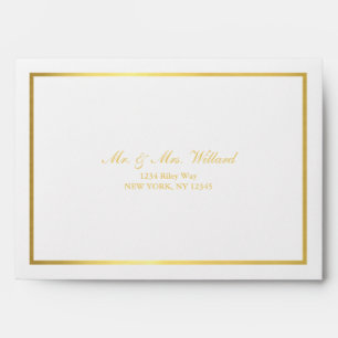 Enveloppe blanche de script personnalisé doré