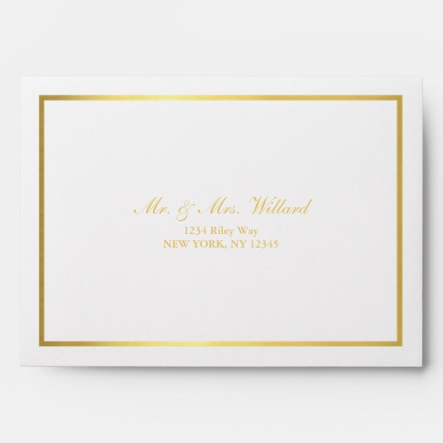 Enveloppe blanche de script personnalisé doré (Devant)