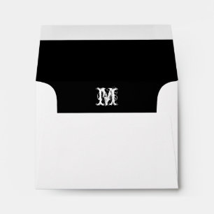 Enveloppe blanche initiale de monogramme, RSVP à l