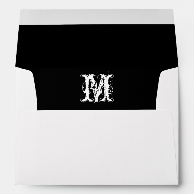 Enveloppe blanche initiale monogramme, à nappes no (Dos (Bas))