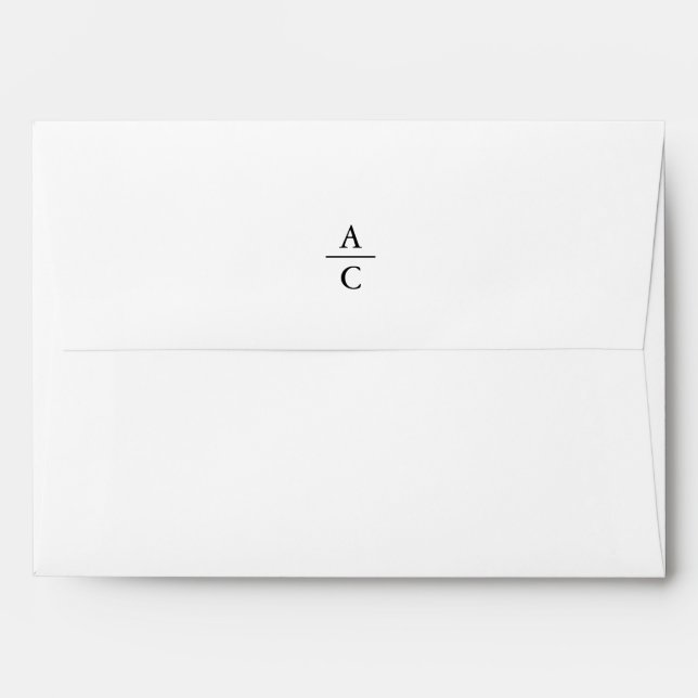 Enveloppe blanche monogramme minimale et élégante (Dos (Haut rabat))