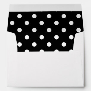 Enveloppe blanche, point Polka noir