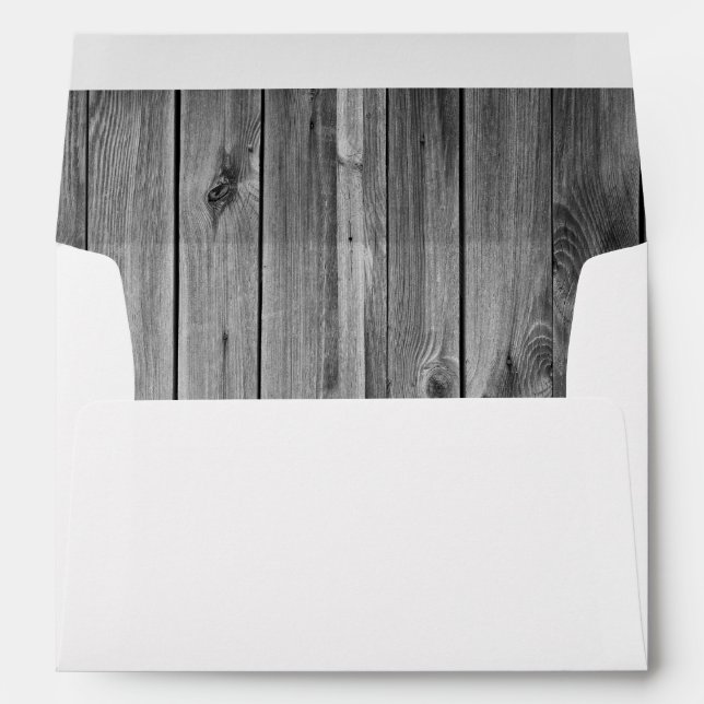 Enveloppe blanche, revêtement en bois gris (Dos (Bas))